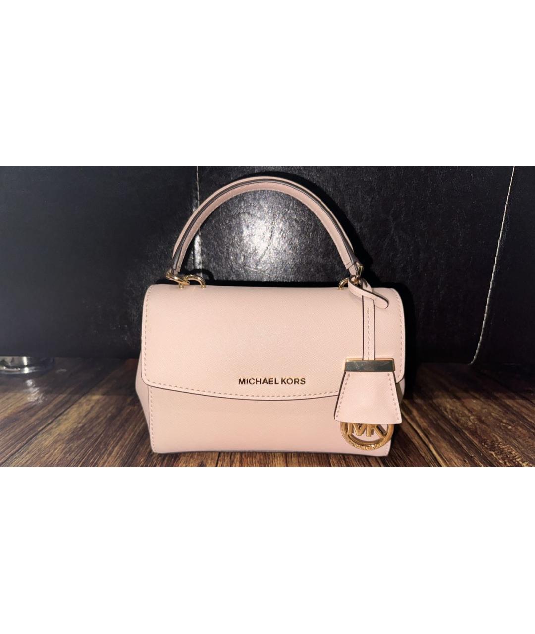 MICHAEL KORS Розовая кожаная сумка через плечо, фото 7