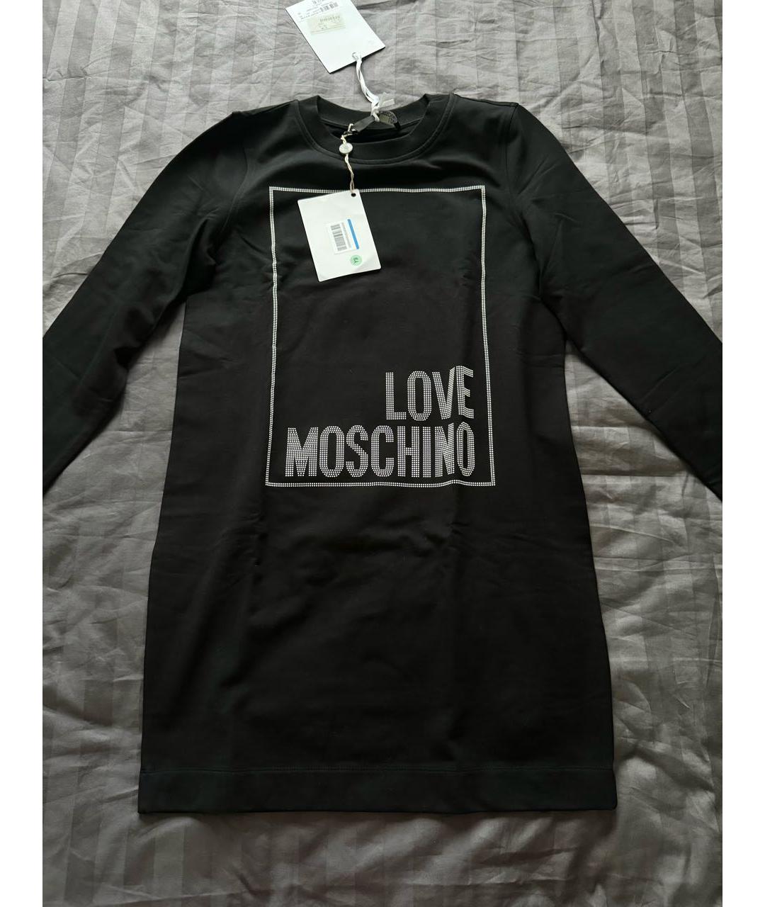 LOVE MOSCHINO Черное хлопковое повседневное платье, фото 5