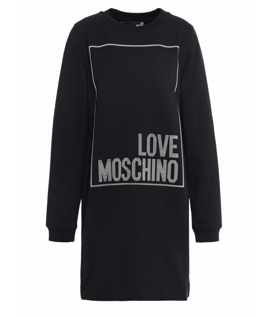 LOVE MOSCHINO Черное хлопковое повседневное платье, фото 1
