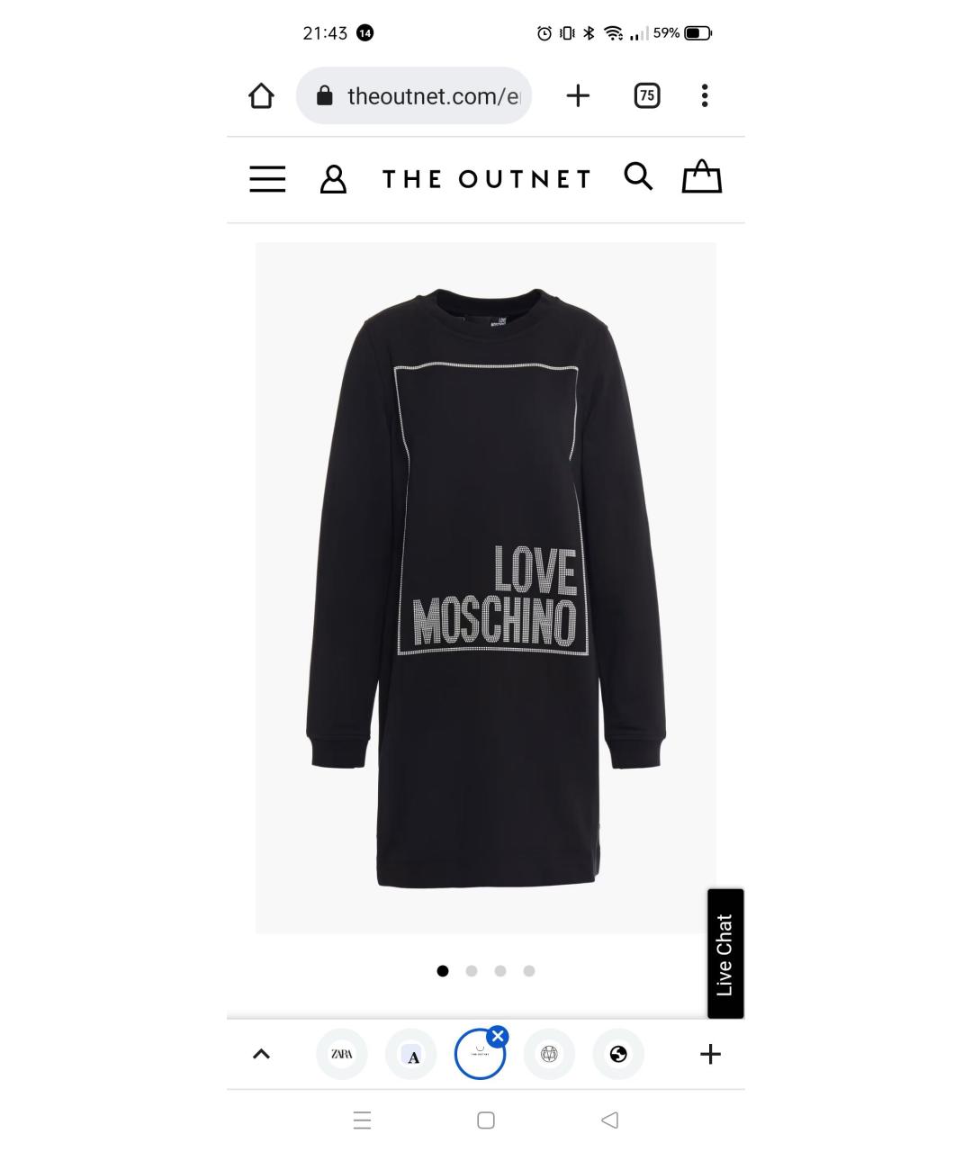 LOVE MOSCHINO Черное хлопковое повседневное платье, фото 9