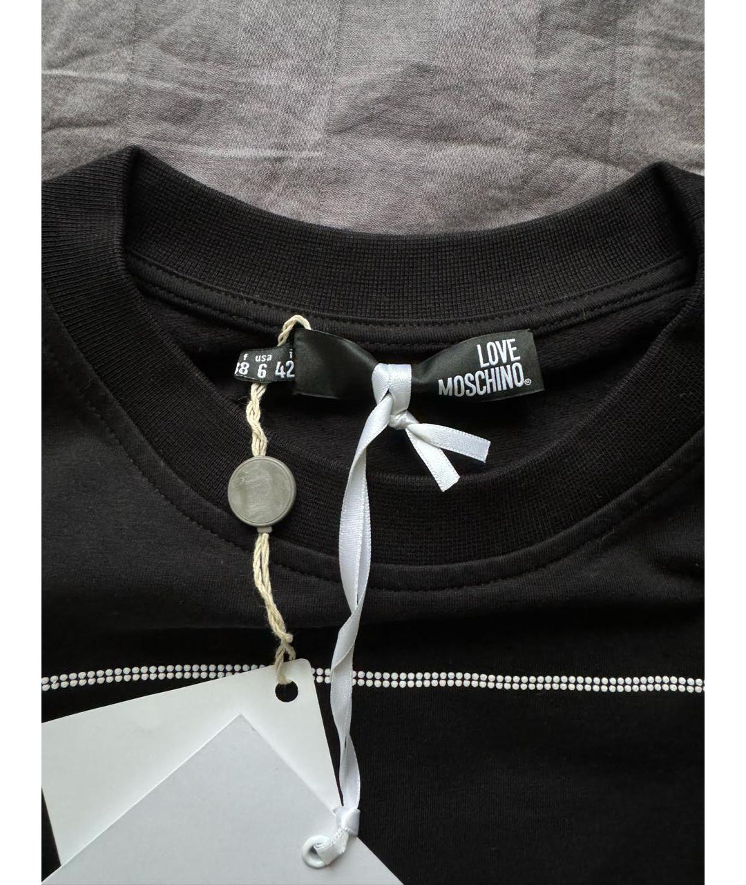 LOVE MOSCHINO Черное хлопковое повседневное платье, фото 6