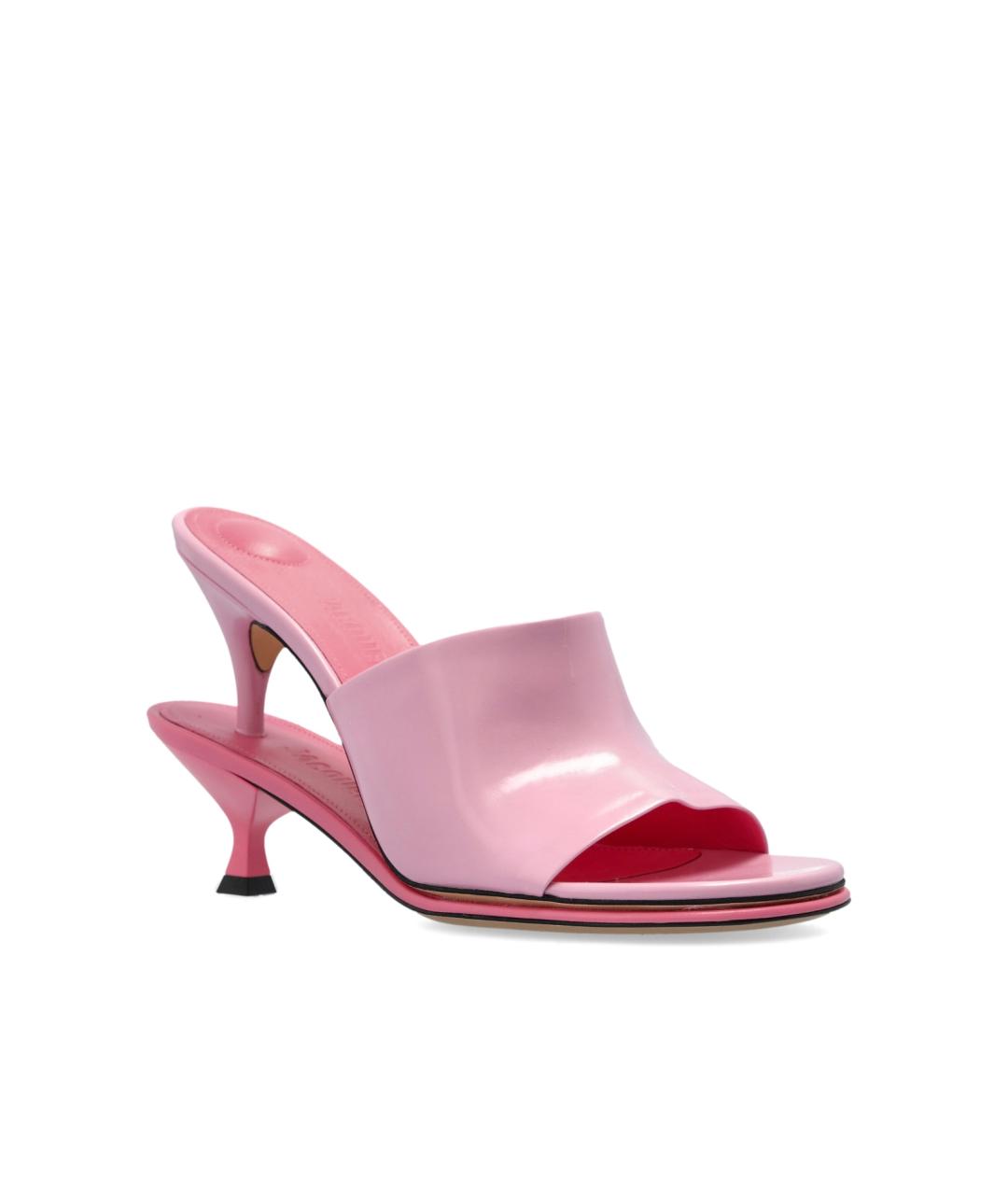 JACQUEMUS Розовые кожаные мюли, фото 2