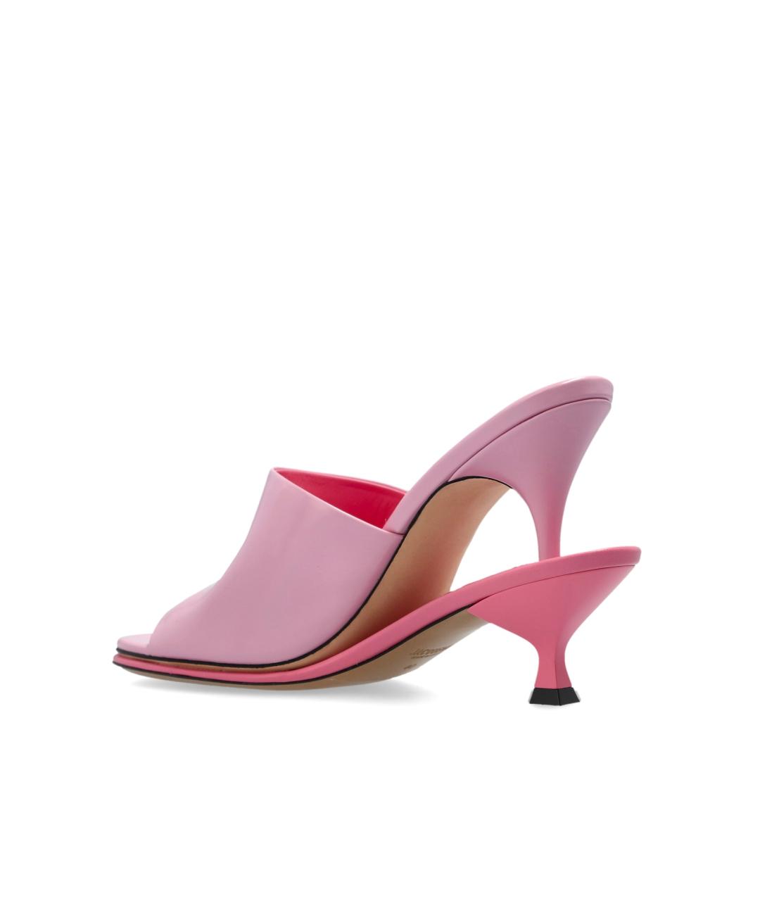 JACQUEMUS Розовые кожаные мюли, фото 3