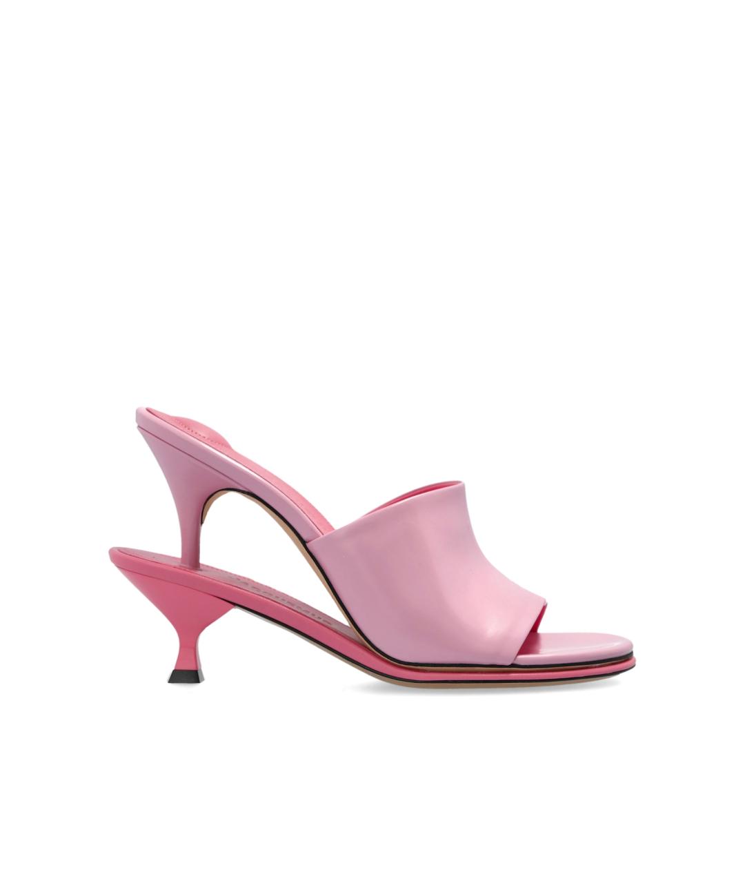 JACQUEMUS Розовые кожаные мюли, фото 1