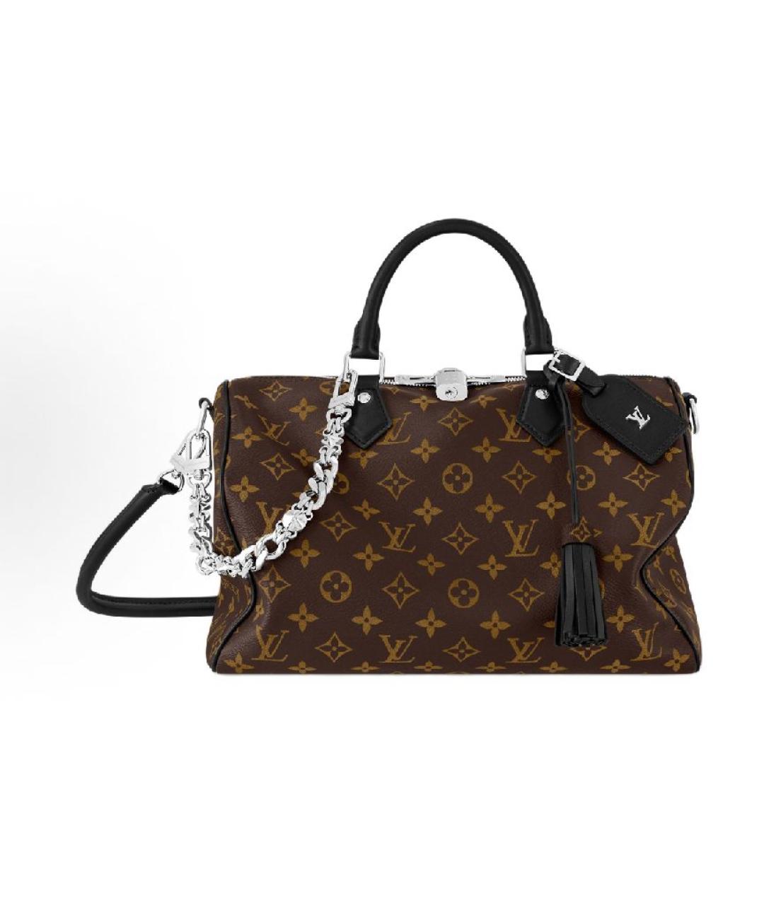 LOUIS VUITTON Коричневая кожаная сумка с короткими ручками, фото 9