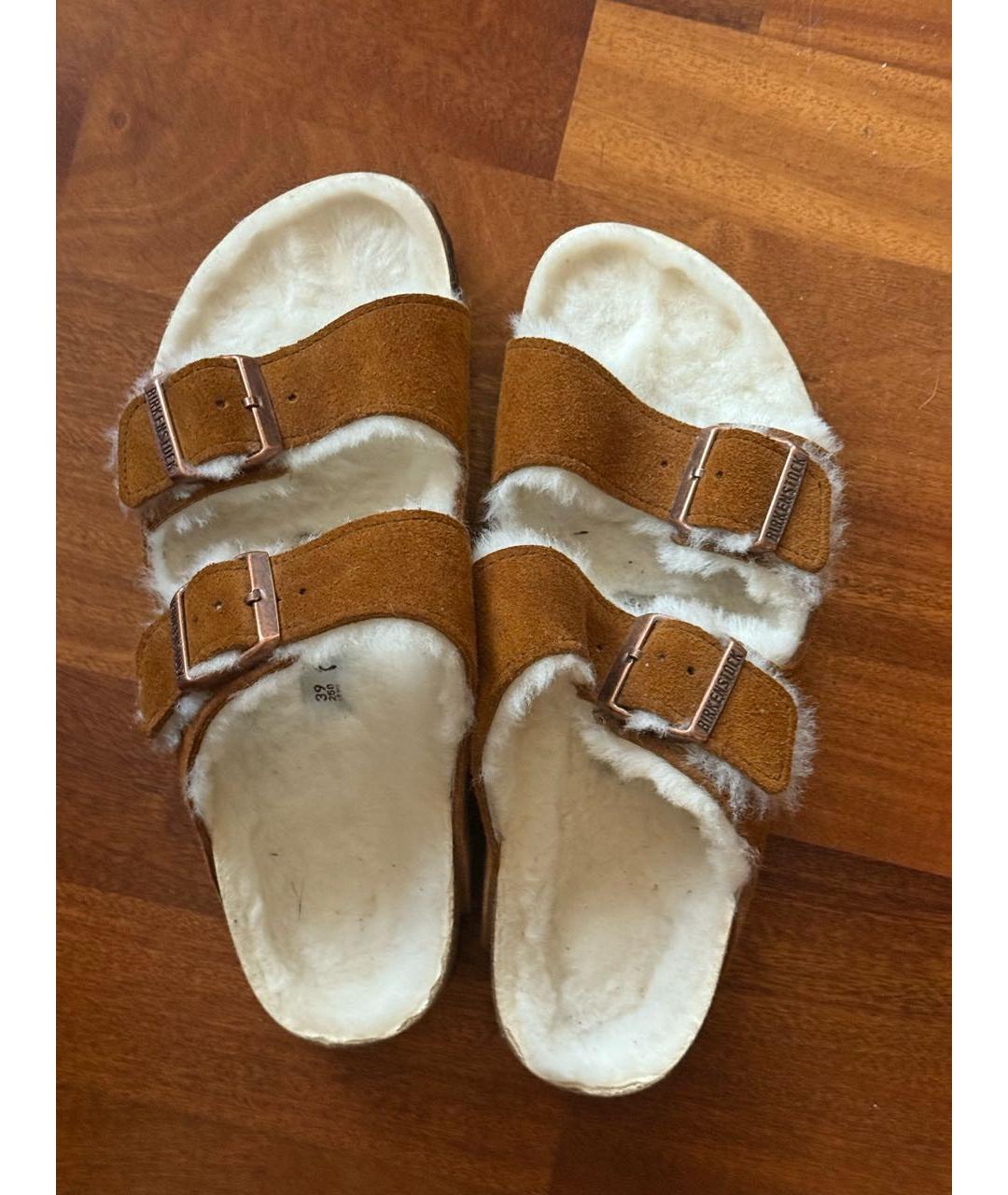 BIRKENSTOCK Коричневые замшевые шлепанцы, фото 2