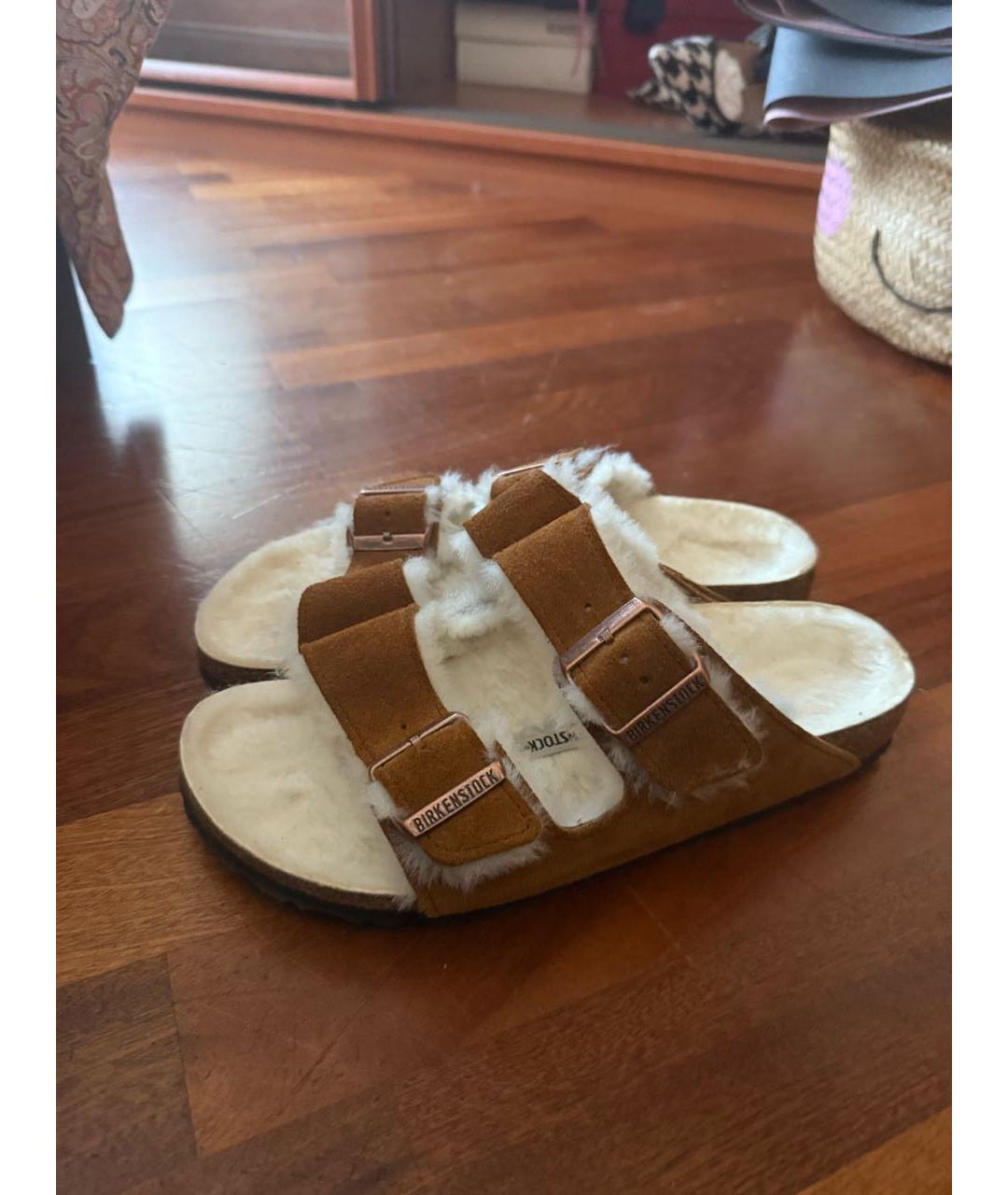 BIRKENSTOCK Коричневые замшевые шлепанцы, фото 5