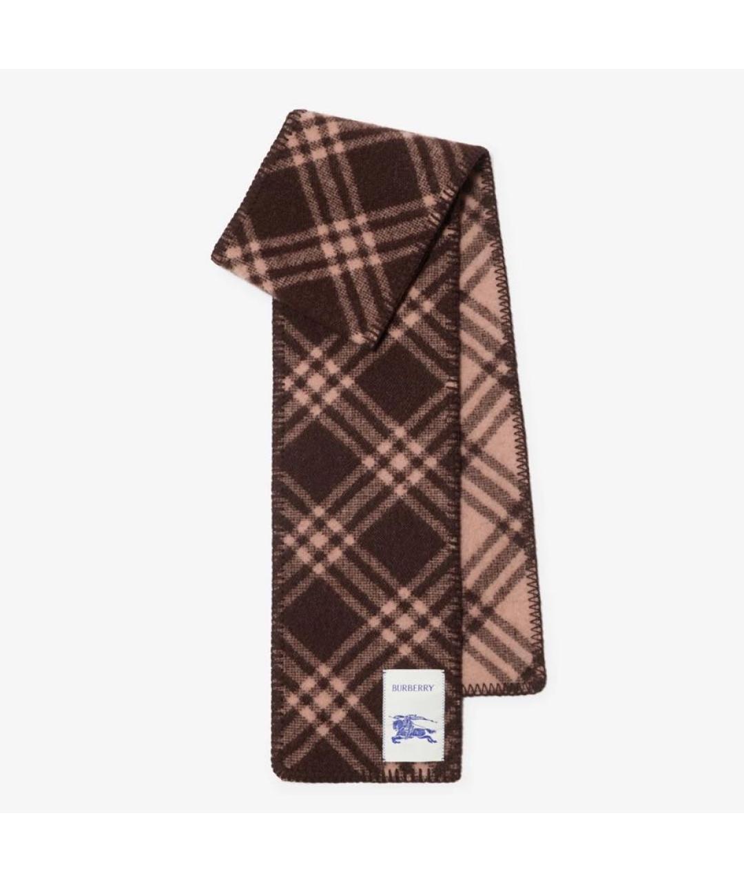 BURBERRY Коричневый шерстяной шарф, фото 5