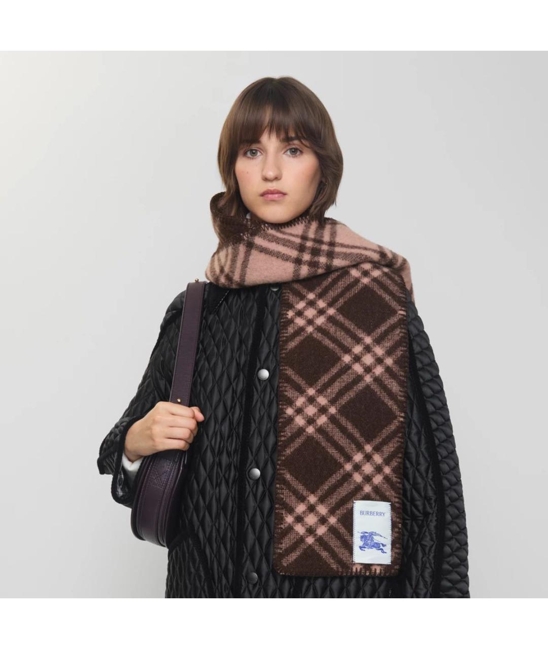 BURBERRY Коричневый шерстяной шарф, фото 3