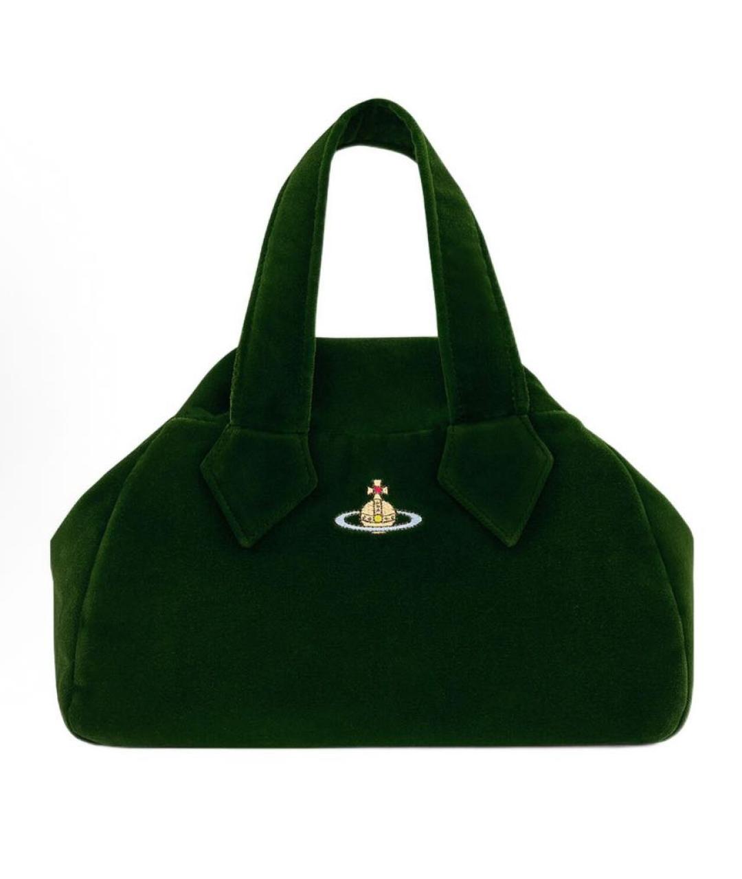 VIVIENNE WESTWOOD Зеленая бархатная сумка с короткими ручками, фото 4