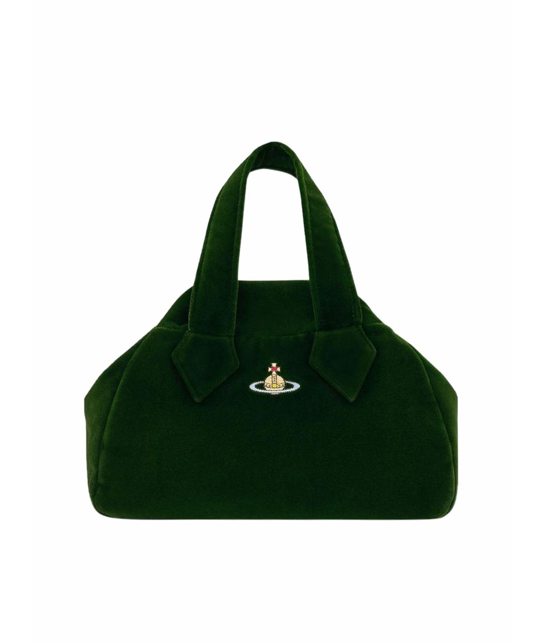 VIVIENNE WESTWOOD Зеленая бархатная сумка с короткими ручками, фото 1