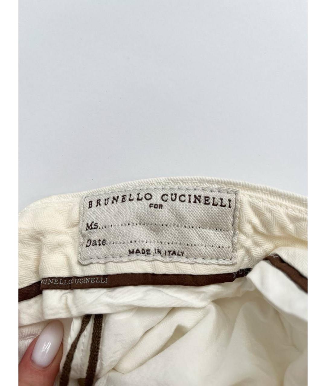 BRUNELLO CUCINELLI Белые хлопковые прямые джинсы, фото 3