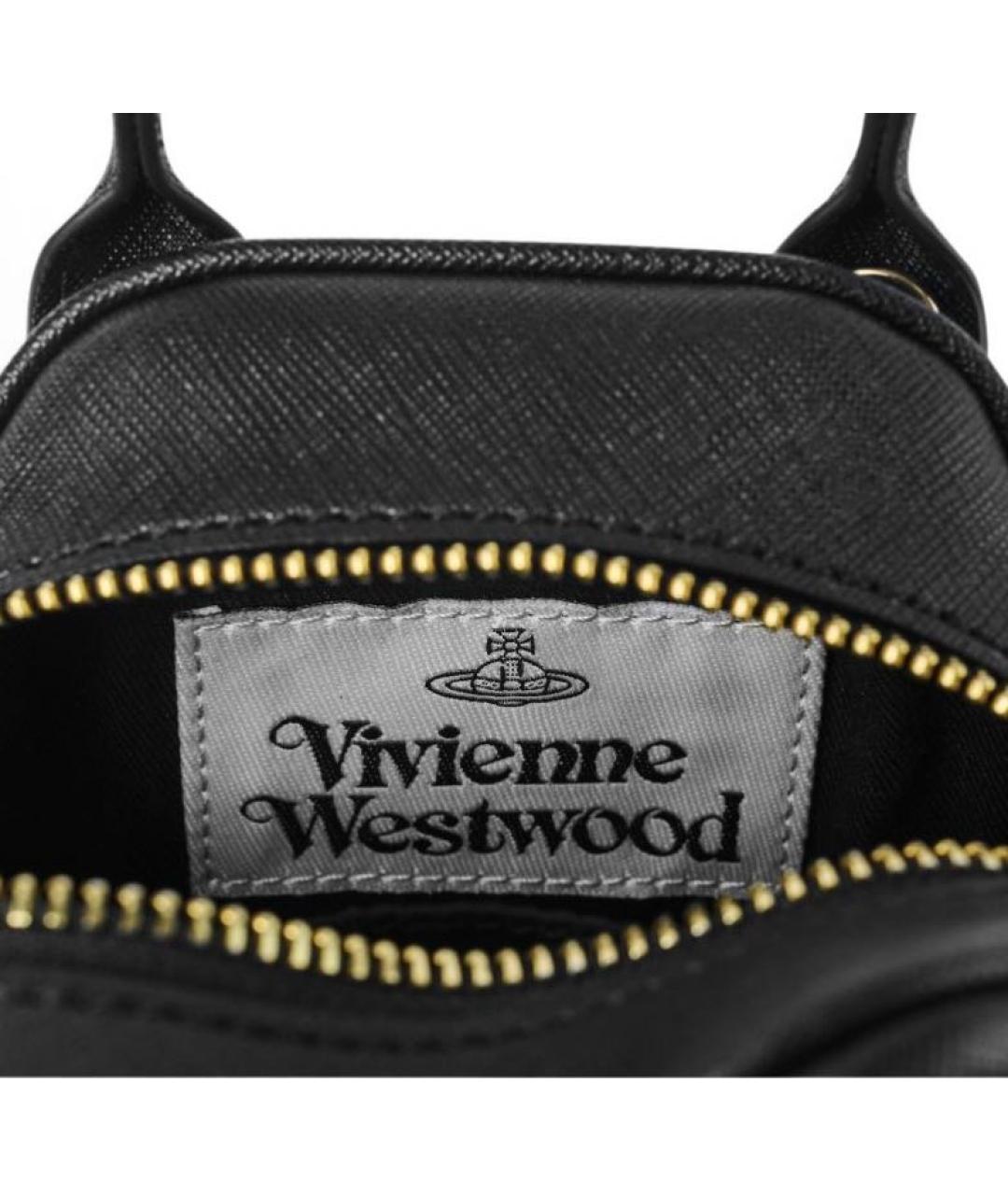 VIVIENNE WESTWOOD Черная сумка с короткими ручками из искусственной кожи, фото 3
