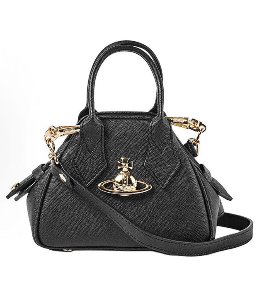 VIVIENNE WESTWOOD Черная сумка с короткими ручками из искусственной кожи, фото 5