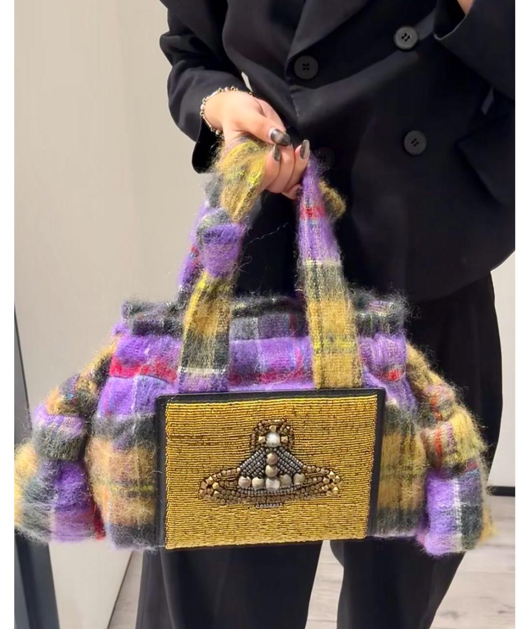 VIVIENNE WESTWOOD Мульти шерстяная сумка с короткими ручками, фото 4