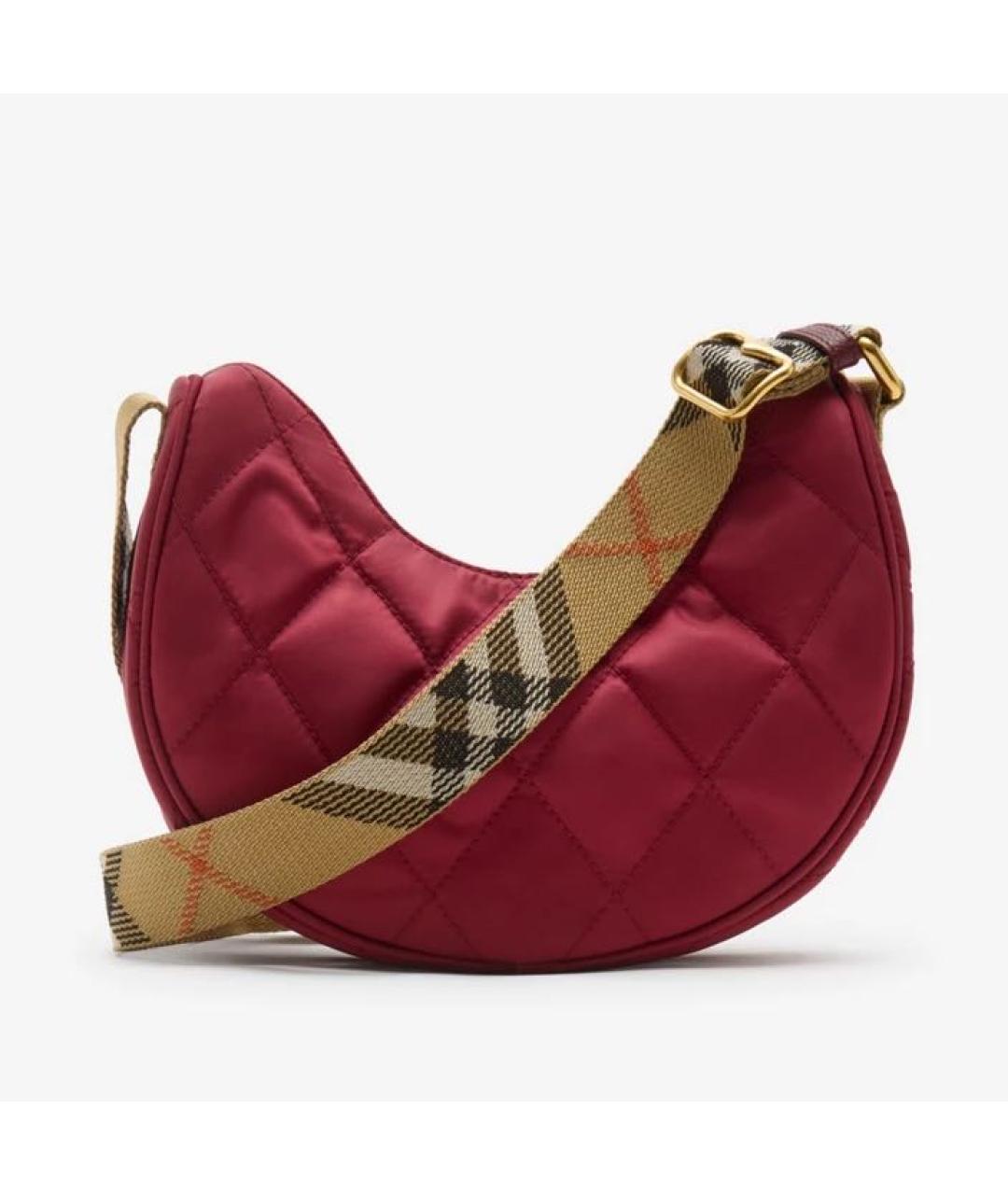 BURBERRY Бордовая тканевая сумка через плечо, фото 5