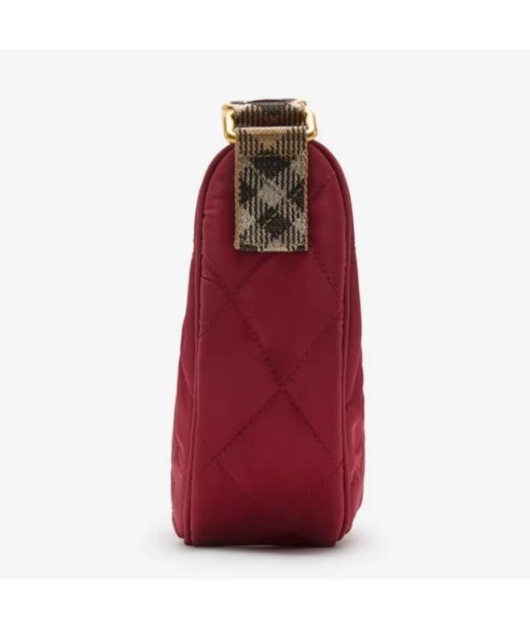 BURBERRY Бордовая тканевая сумка через плечо, фото 4