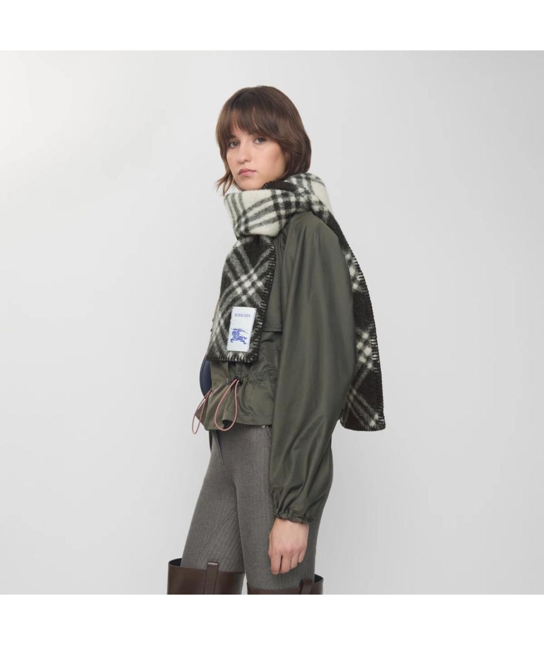 BURBERRY Черный шерстяной шарф, фото 3