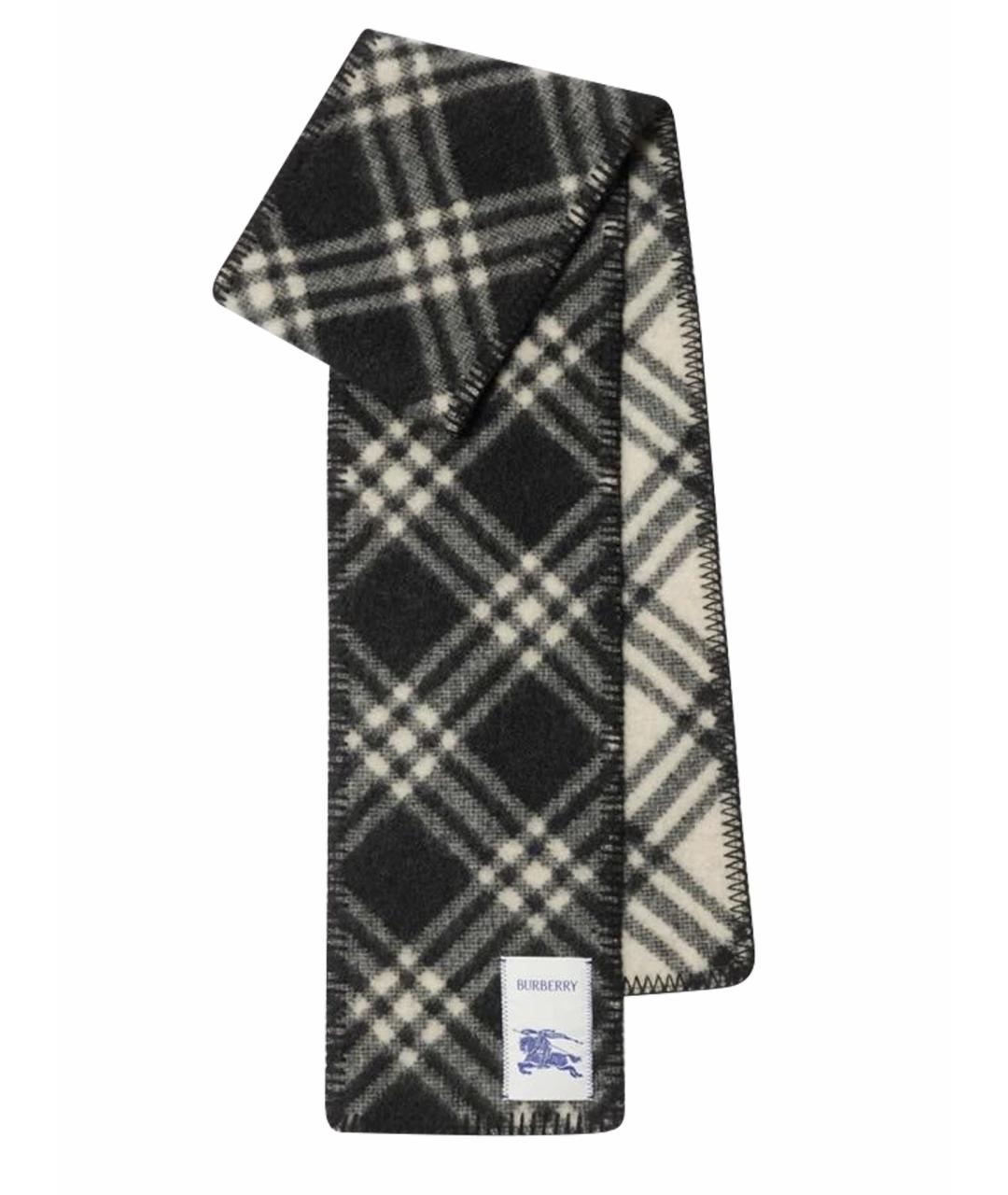 BURBERRY Черный шерстяной шарф, фото 1