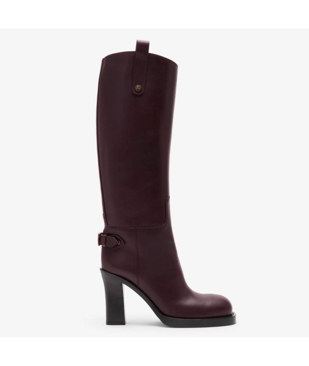 BURBERRY Бордовые кожаные сапоги, фото 4