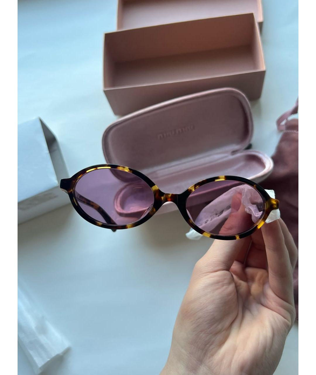 MIU MIU Розовые пластиковые солнцезащитные очки, фото 6