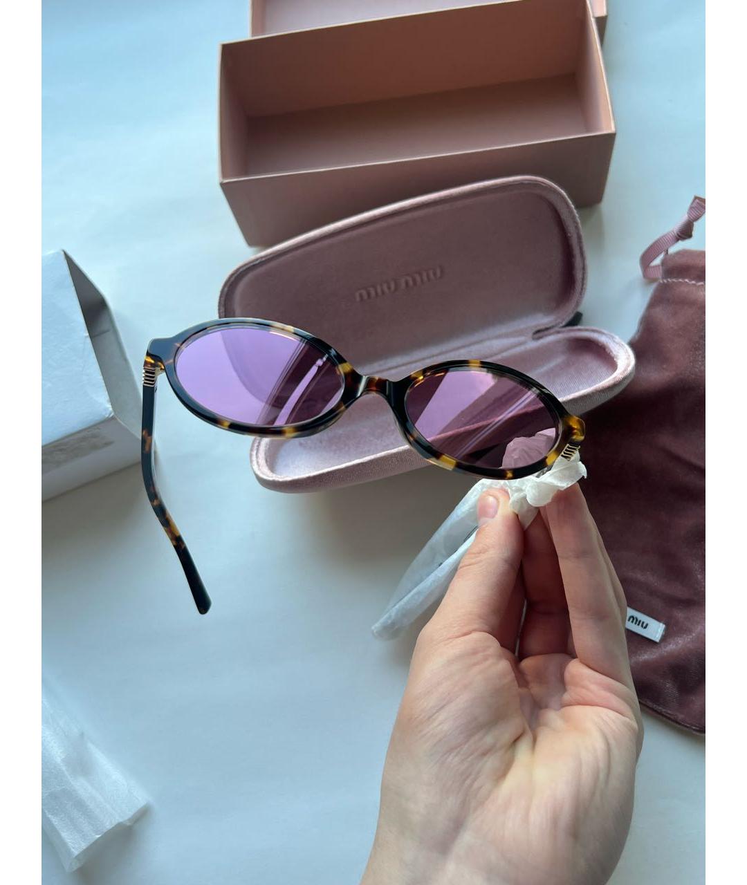 MIU MIU Розовые пластиковые солнцезащитные очки, фото 7