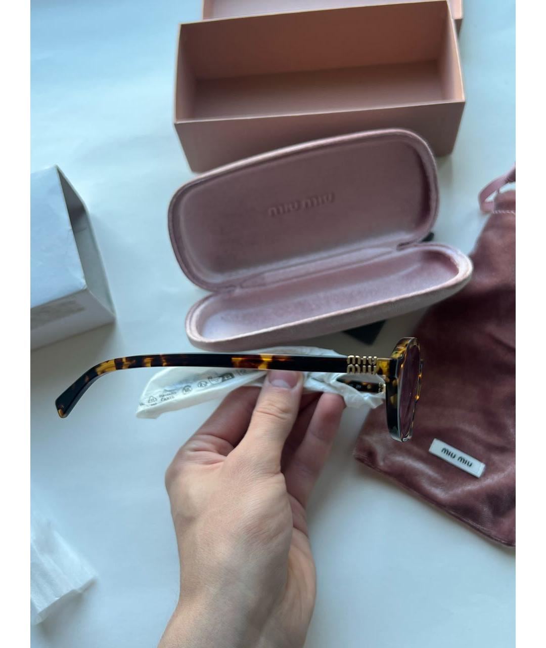 MIU MIU Розовые пластиковые солнцезащитные очки, фото 3