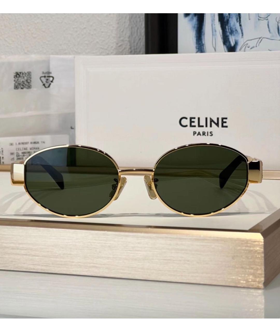CELINE Золотые металлические солнцезащитные очки, фото 6