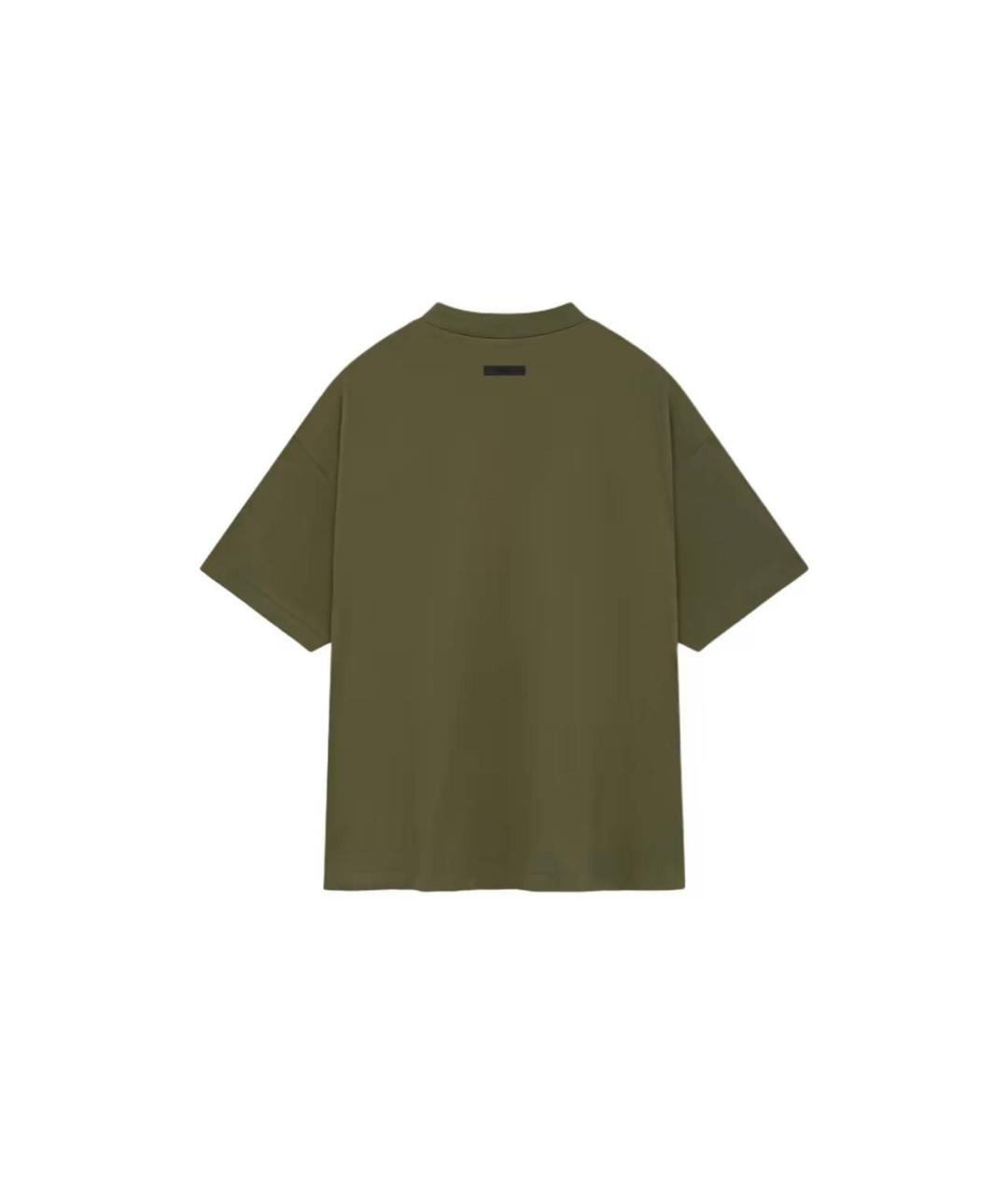 FEAR OF GOD ESSENTIALS Хаки хлопковая футболка, фото 2