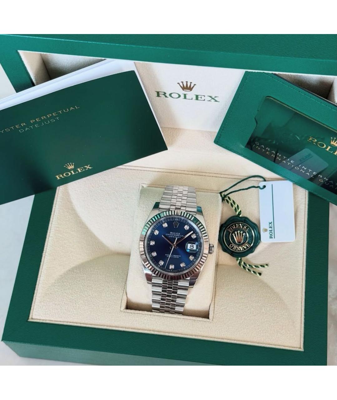 ROLEX Синие часы из золота и стали, фото 7