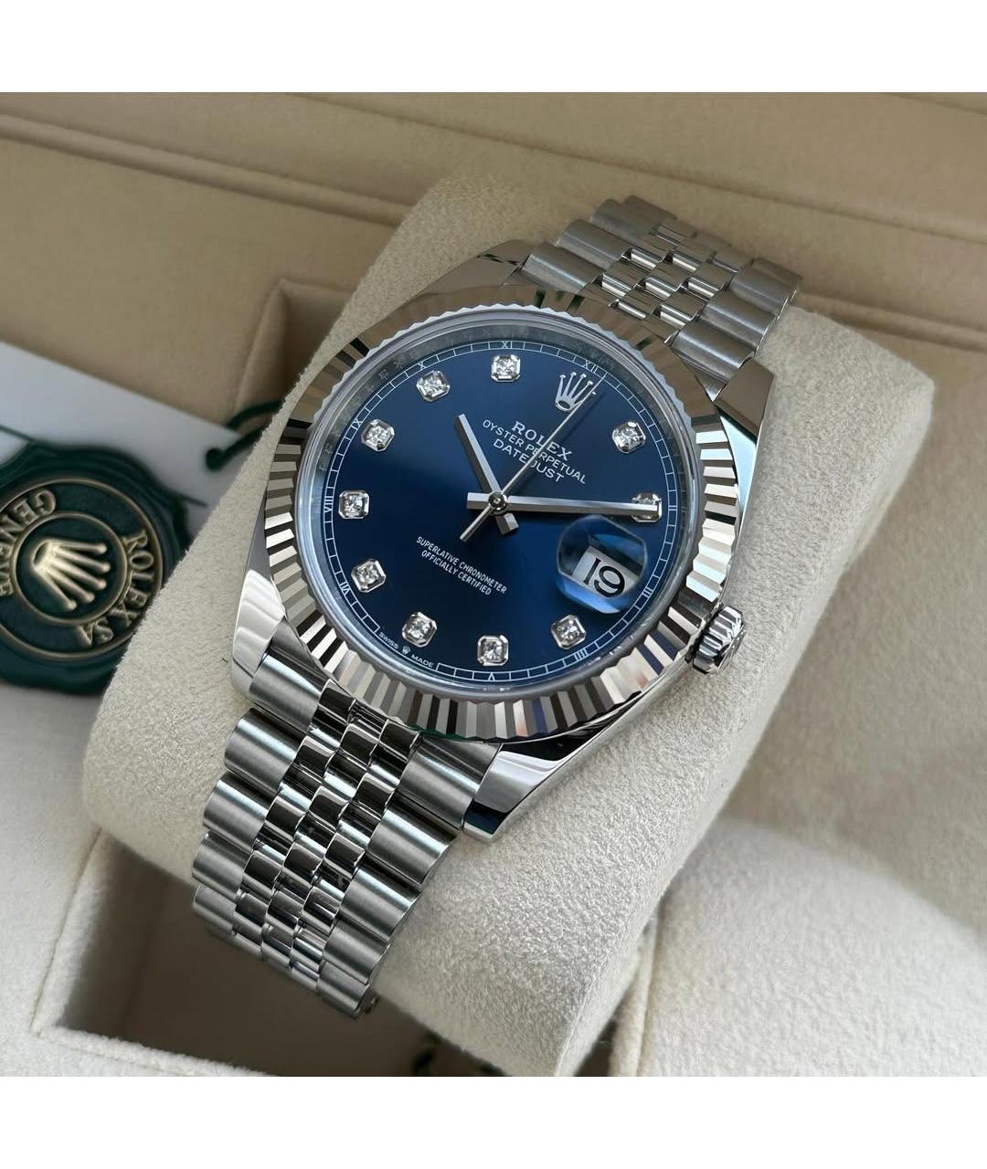 ROLEX Синие часы из золота и стали, фото 3