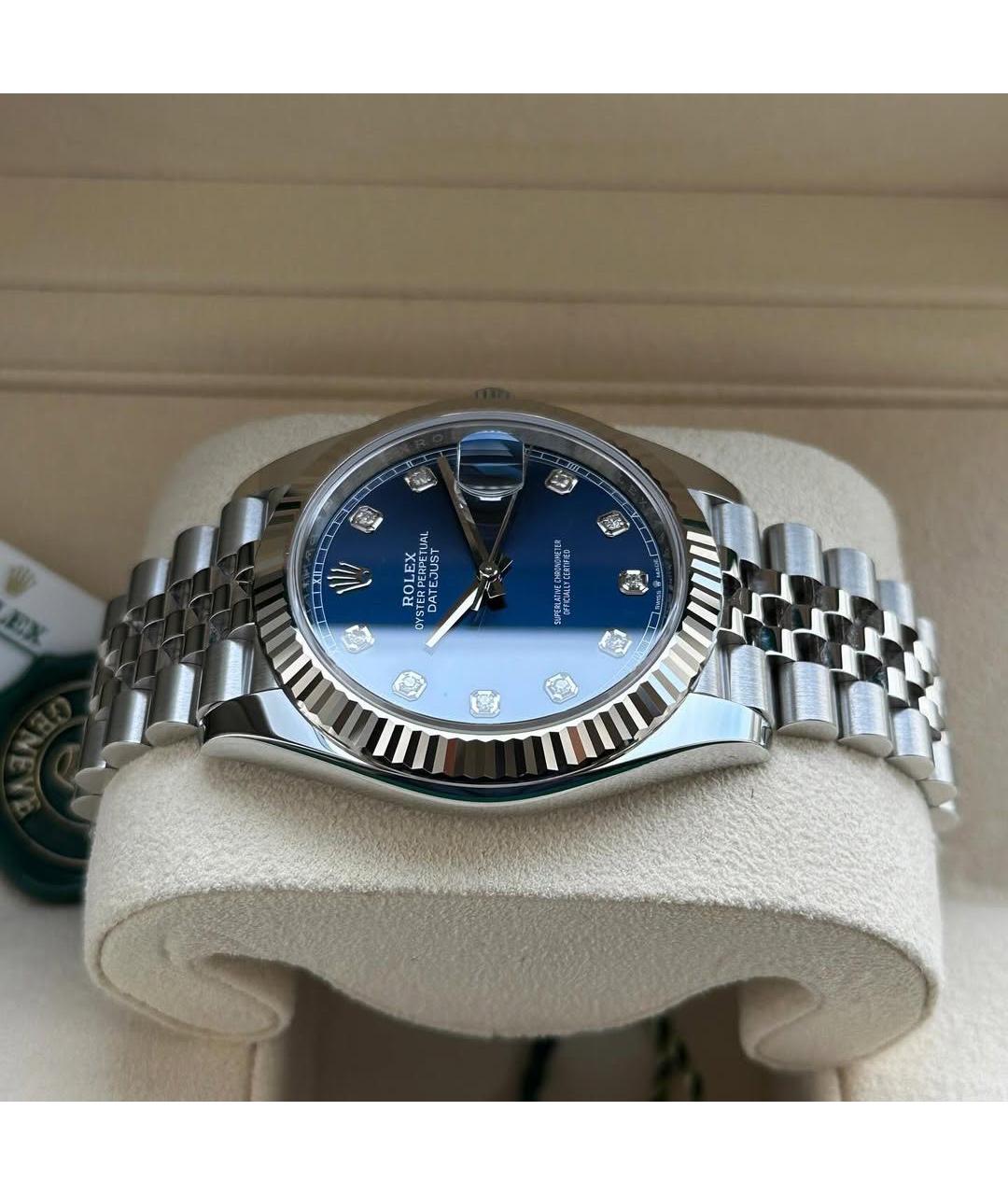 ROLEX Синие часы из золота и стали, фото 4