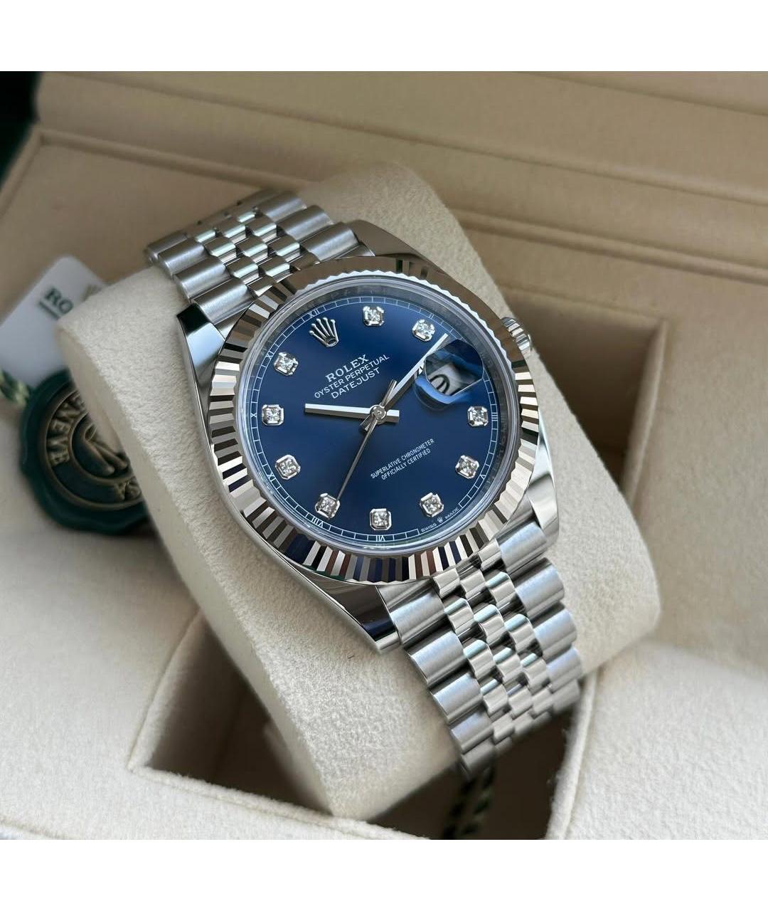 ROLEX Синие часы из золота и стали, фото 2