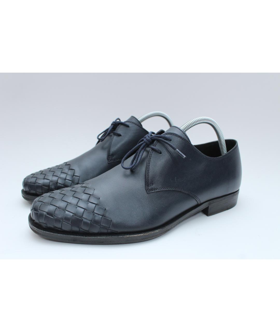 BOTTEGA VENETA Темно-синие кожаные туфли, фото 2