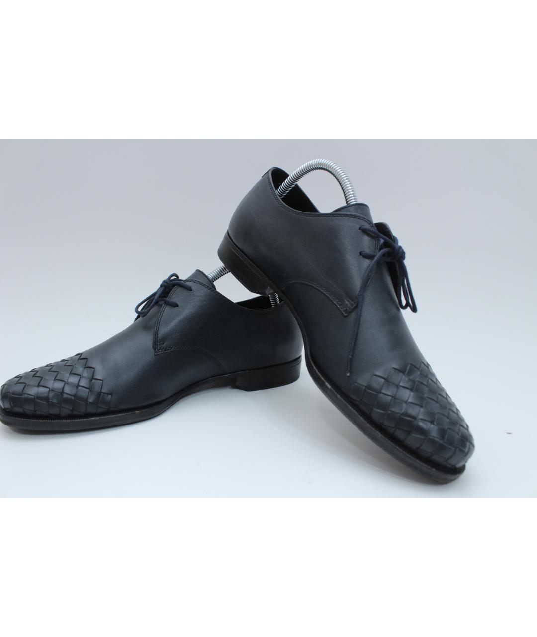 BOTTEGA VENETA Темно-синие кожаные туфли, фото 5