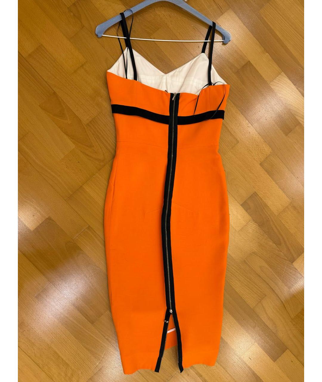 VICTORIA BECKHAM Оранжевое шелковое коктейльное платье, фото 2