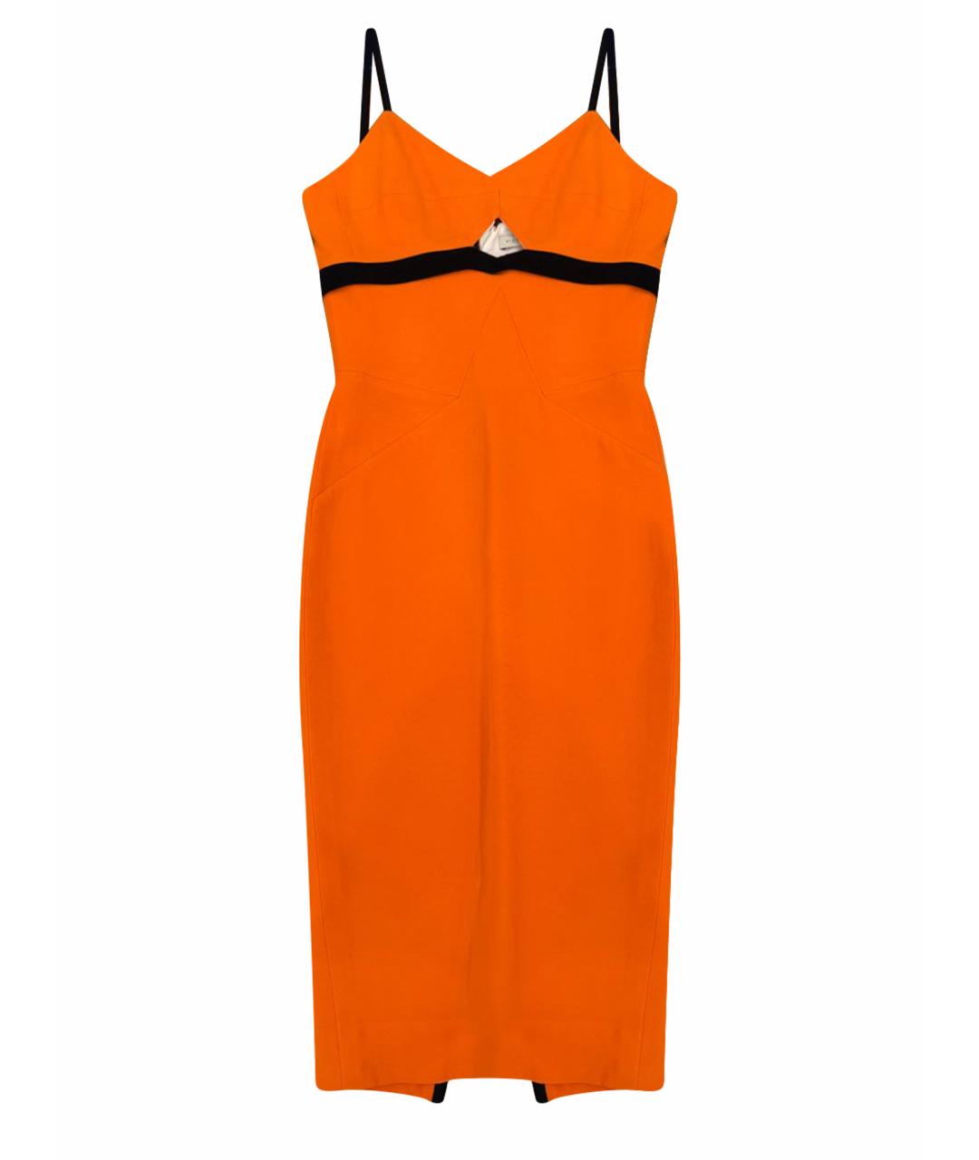 VICTORIA BECKHAM Оранжевое шелковое коктейльное платье, фото 1