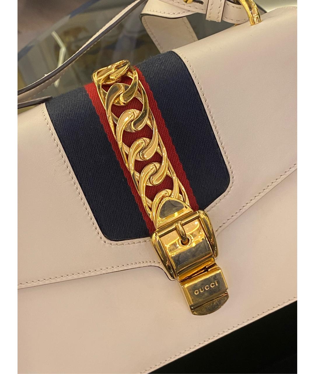 GUCCI Белая кожаная сумка через плечо, фото 4