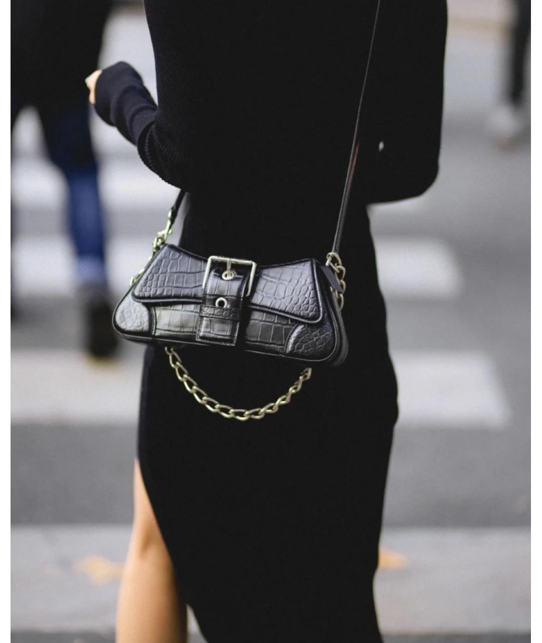 BALENCIAGA Черная кожаная сумка через плечо, фото 7