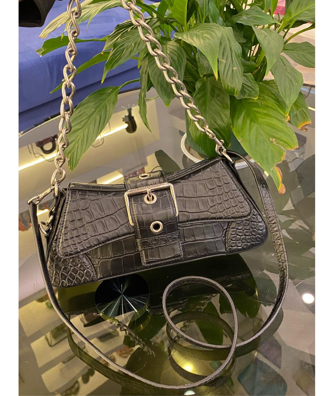 BALENCIAGA Черная кожаная сумка через плечо, фото 2
