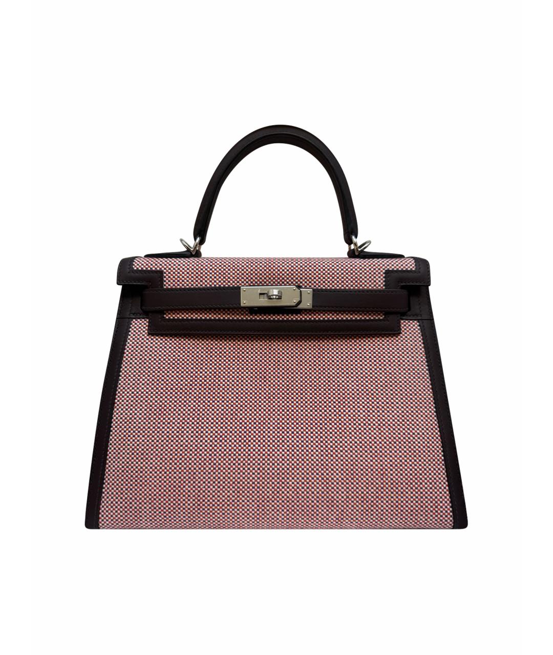 HERMES Бордовая кожаная сумка с короткими ручками, фото 1