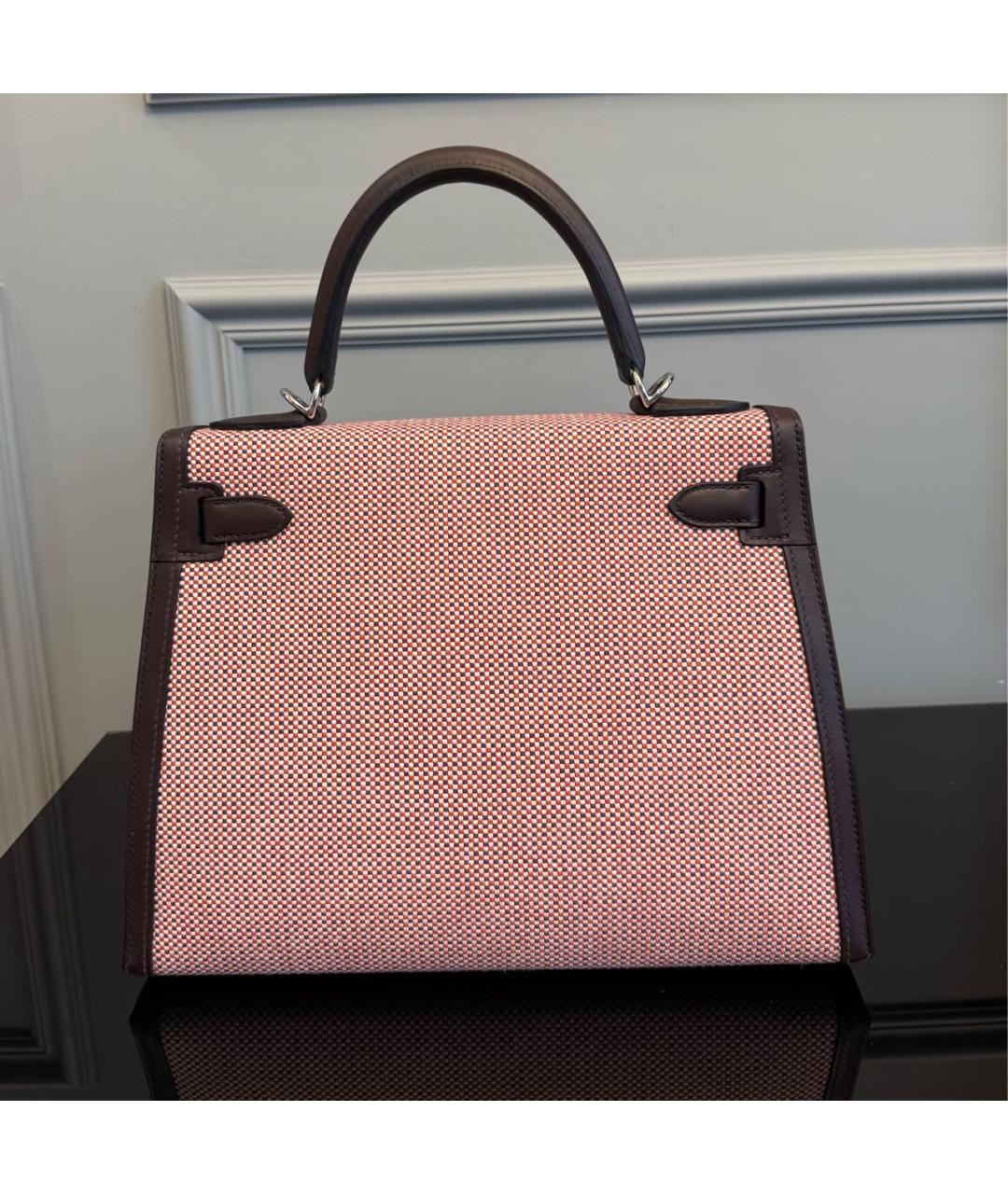 HERMES Бордовая кожаная сумка с короткими ручками, фото 3