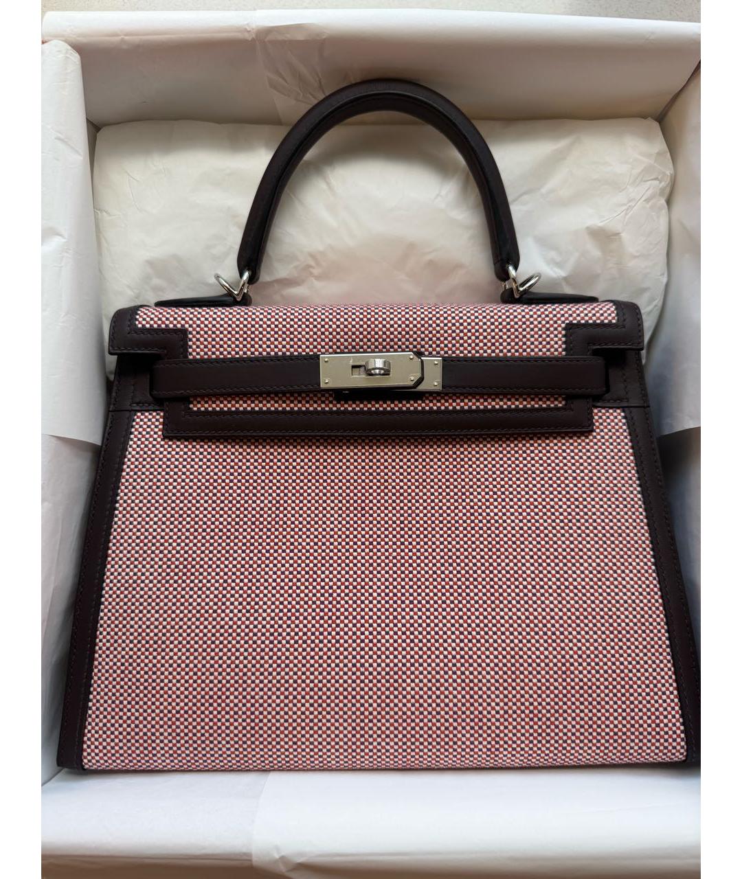 HERMES Бордовая кожаная сумка с короткими ручками, фото 6