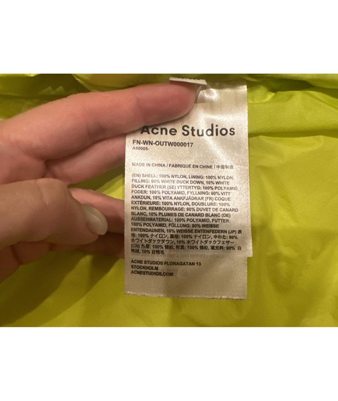 ACNE STUDIOS Салатовый пуховик, фото 3