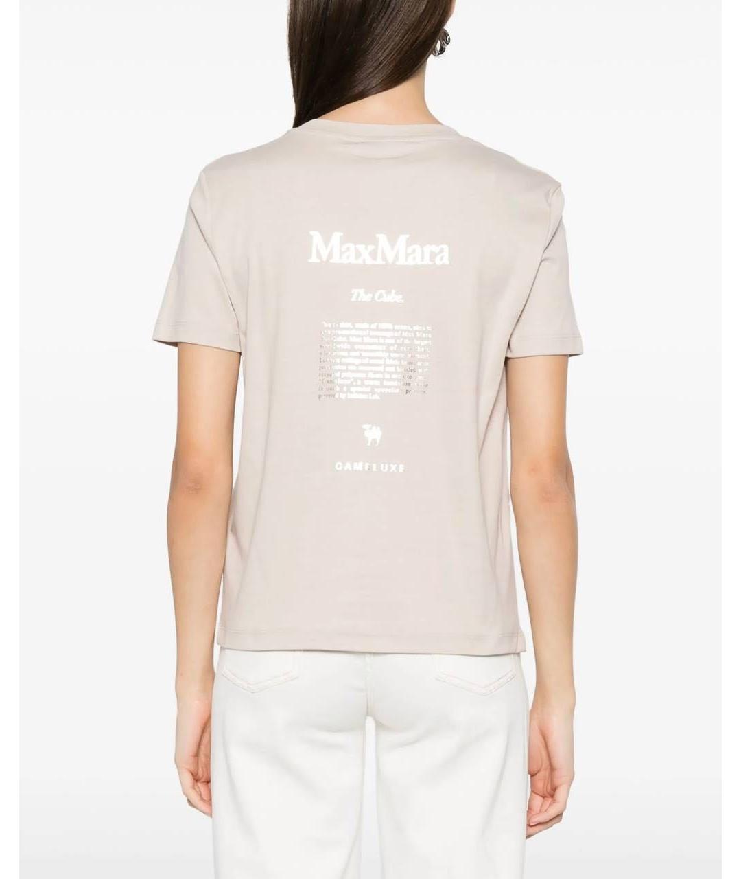 'S MAX MARA Бежевая хлопковая футболка, фото 3