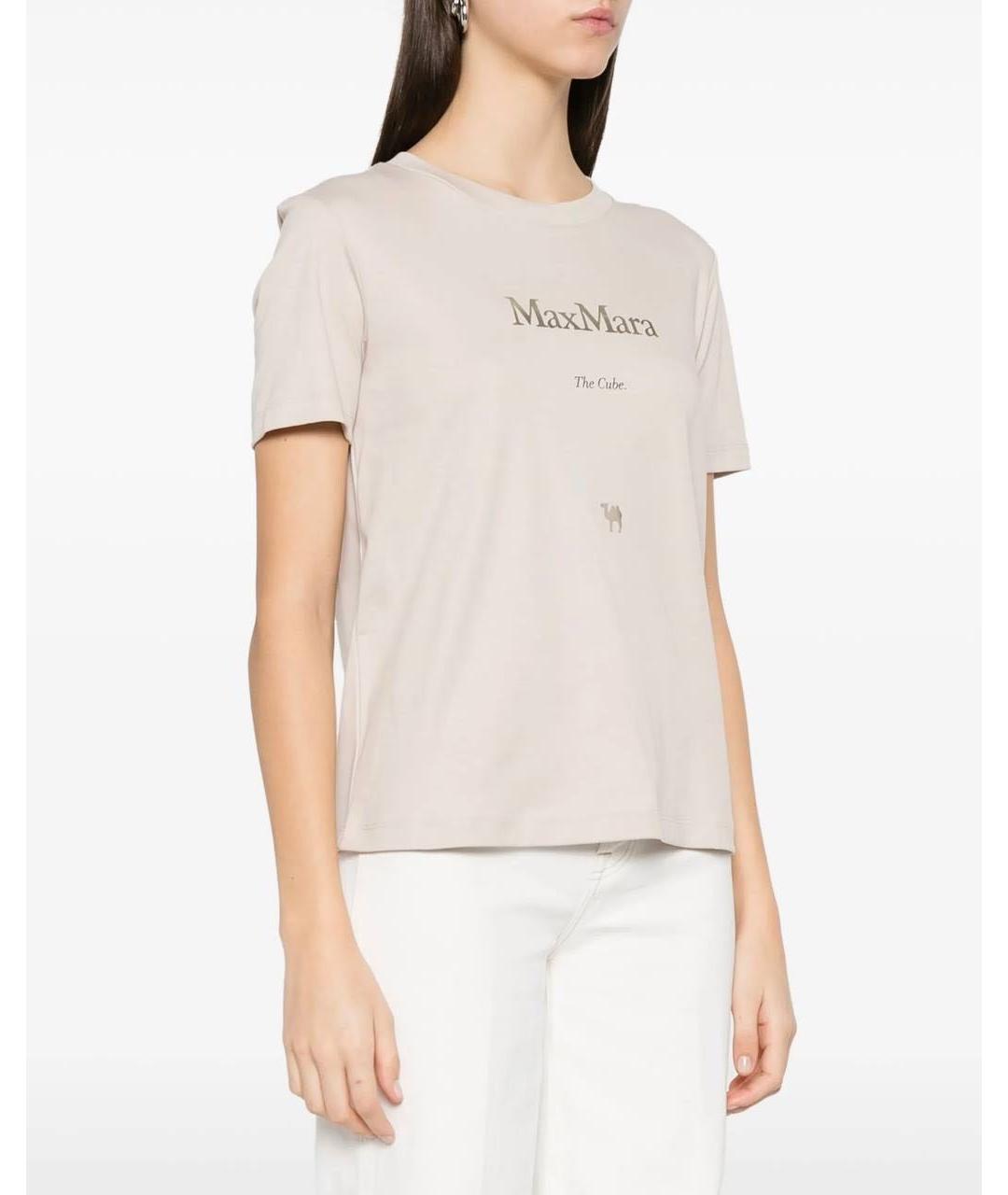 'S MAX MARA Бежевая хлопковая футболка, фото 2