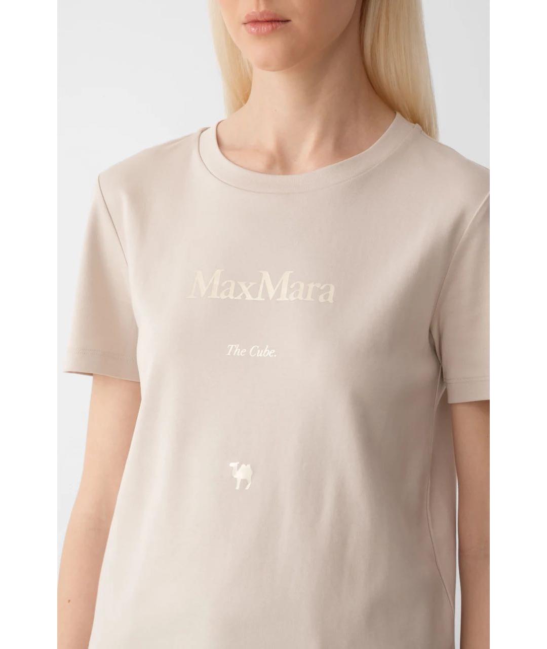 'S MAX MARA Бежевая хлопковая футболка, фото 5
