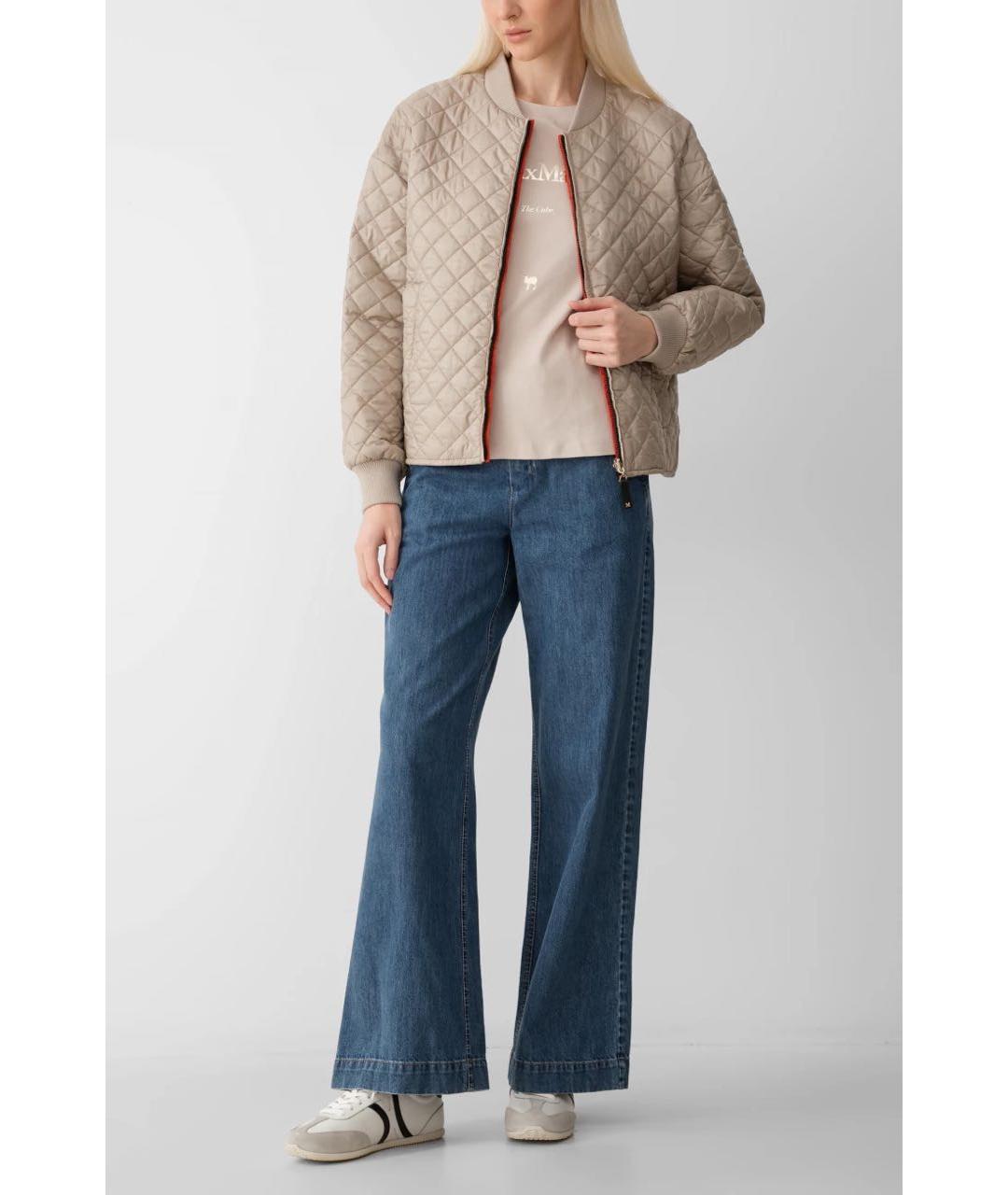 'S MAX MARA Бежевая хлопковая футболка, фото 4