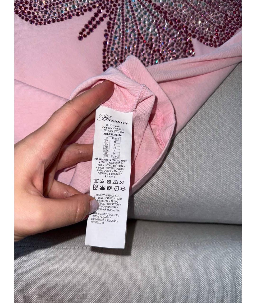 BLUMARINE Розовая футболка, фото 5