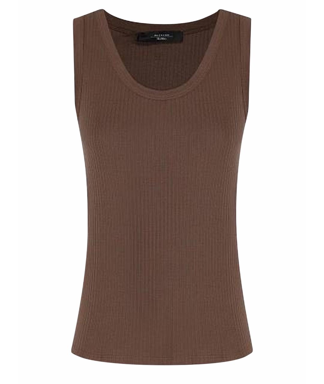 WEEKEND MAX MARA Коричневая хлопковая майка, фото 1